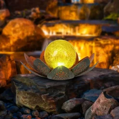 33655 LED-solcellelampe, blomst, Ø 22 cm