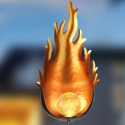 33472 LED-solcellelampe med metalflamme