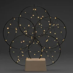 5 små ringe LED-dekorationslampe, med træfod