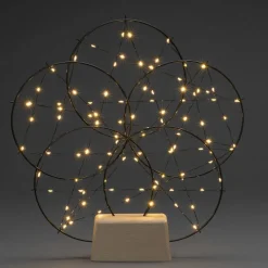 5 små ringe LED-dekorationslampe, med træfod