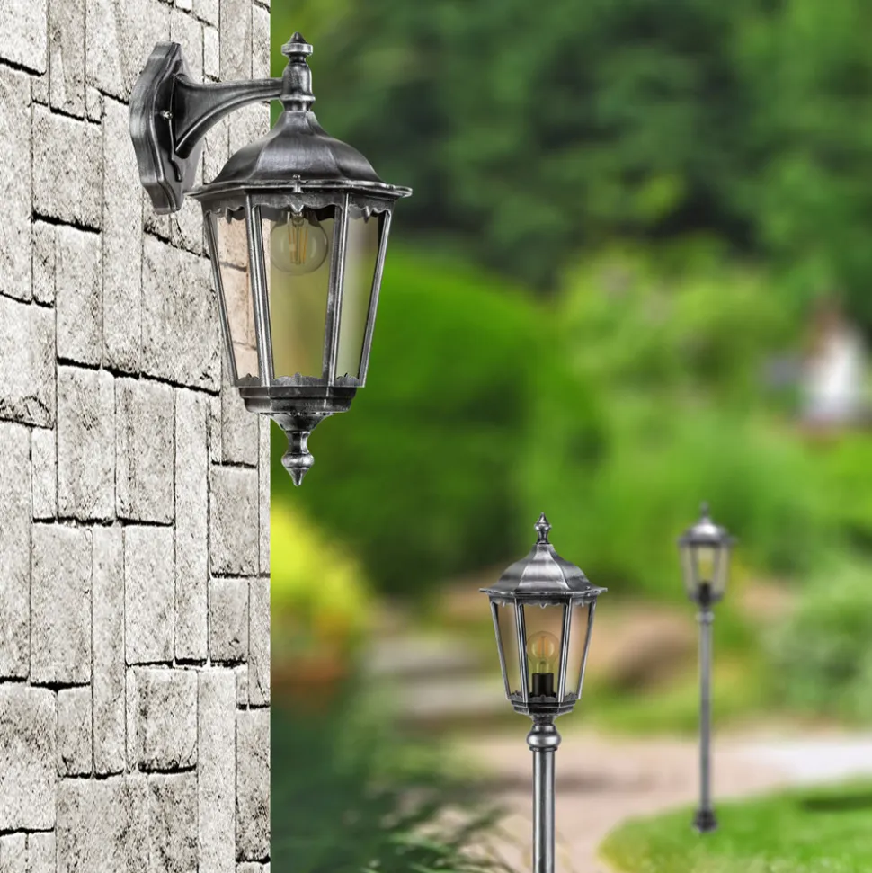 1113 vejlampe, trykstøbt aluminium, sort-sølv