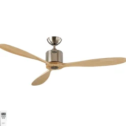 Aeroplan Eco loftventilator, krom, lyst træ