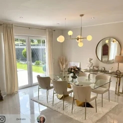 Affjedringslampe Dione, 6 lyskilder, gylden