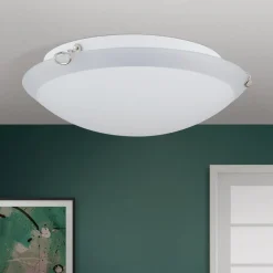 Agada loftslampe, opalglas, krom, 30 cm