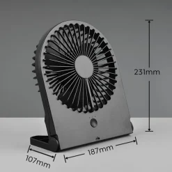 Akku-bordventilator Breezy, sort, støjsvag