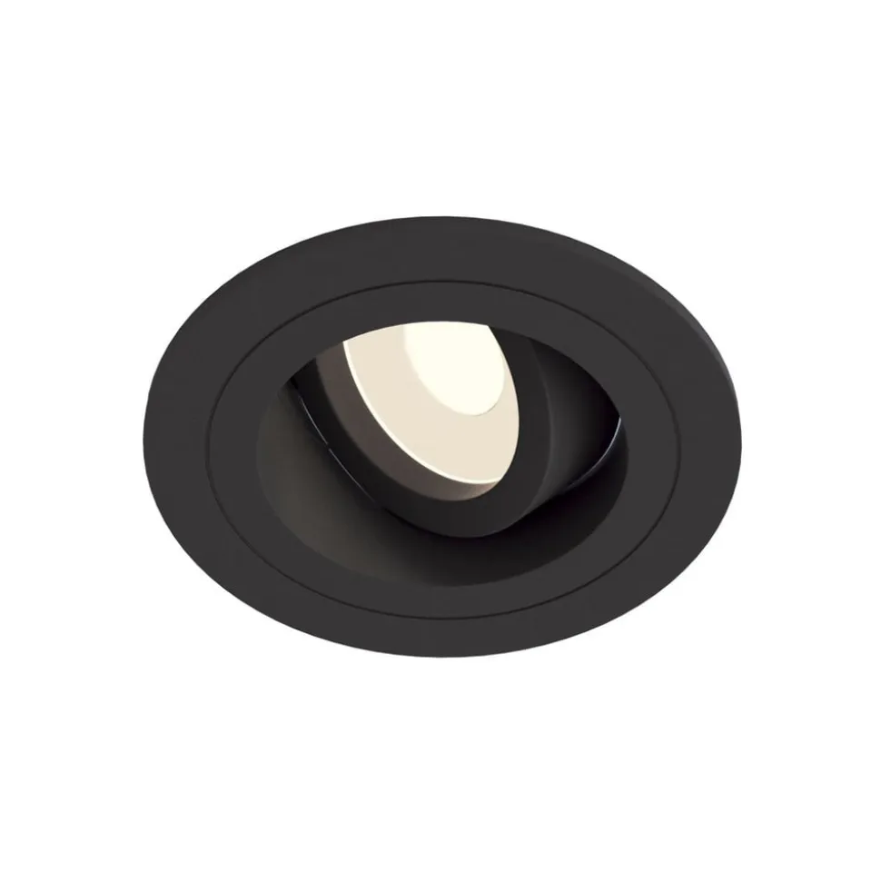 Akron indbygningslampe, justerbar, rund, sort