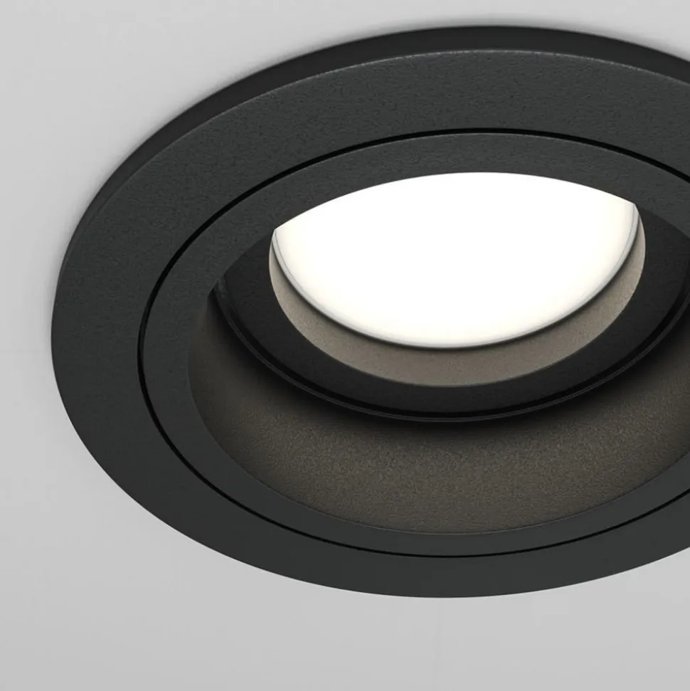 Akron indbygningslampe, justerbar, rund, sort