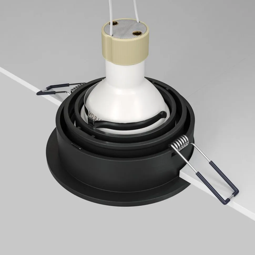 Akron indbygningslampe, justerbar, rund, sort