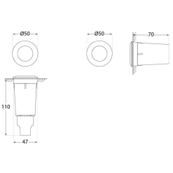 Aldo LED indbygningslampe, rund sort/klar 3.000 K