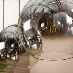 Allessandra hængelampe, 3 lyskilder, Ø 29 cm, røgfarvet grå, glas