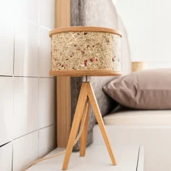 ALMUT 2610 bordlampe, hø med røde rosenblade