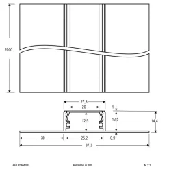 Alu mørtelfri profil 200cm med opal afdækning