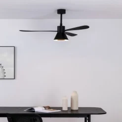 Amelia Cone loftventilator, LED-lampe, sort