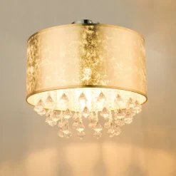 Amy loftlampe med akrylkrystaller, bladguld
