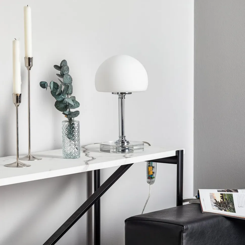 Ancilla LED-bordlampe med dæmper, forkromet