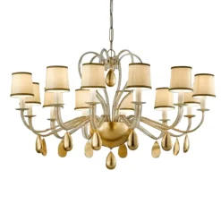 ANOUK cremefarvet lysekrone, m. 12 lyskilder