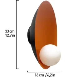 Aphrodite væglampe, orange, Ø 33 cm, metal, G9
