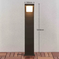 Arcchio Advik LED-vejlampe, 100 cm, antracit, metal, IP65