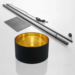 Arcchio buelampe Mossa, 200 cm, sort-guld, tekstil