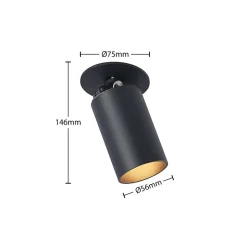 Arcchio Davin indbygningsspot, cylinder, sort