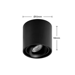 Arcchio downlight Walza, sort, metal, Ø 9,3 cm, GU10