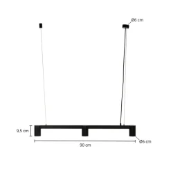 Arcchio hængelampe Brinja, sort, 90 cm, 3 lyskilder, GU10