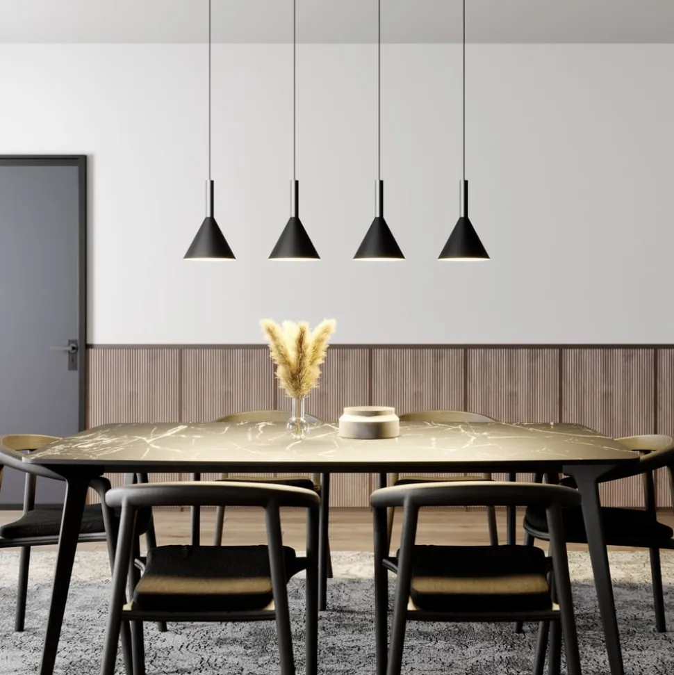 Arcchio Hængelampe Tadej, 4 lyskilder, sort-hvid, metal, E27