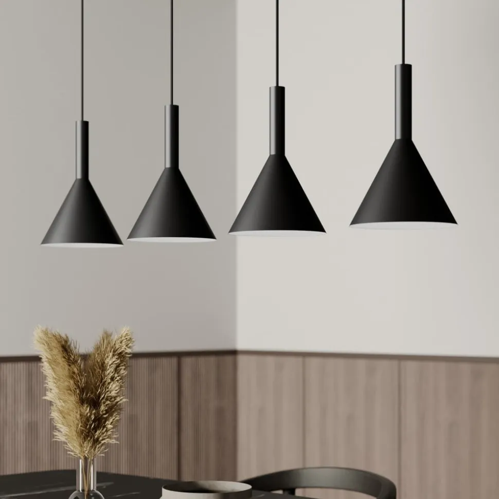 Arcchio Hængelampe Tadej, 4 lyskilder, sort-hvid, metal, E27