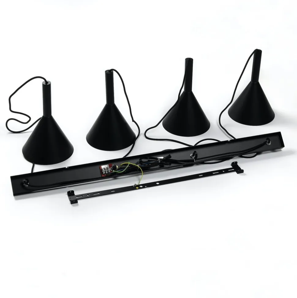 Arcchio Hængelampe Tadej, 4 lyskilder, sort-hvid, metal, E27