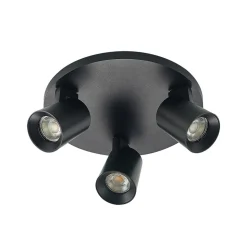 Arcchio Iavo-loftspot, rund, 3 lyskilder, sort