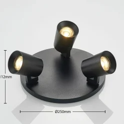 Arcchio Iavo-loftspot, rund, 3 lyskilder, sort