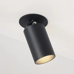 Arcchio indbygningsspot Davin, sort, cylinder, sæt med 2 stk