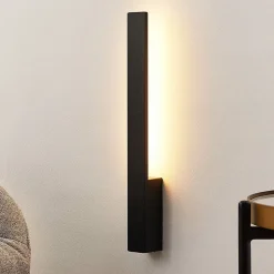 Arcchio Ivano LED-væglampe, 42,5 cm, sort, metal