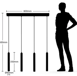 Arcchio Kammeron LED-hængelampe, sort, metal, 80 cm