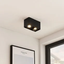 Arcchio Kubika downlight, 19 cm, sort, 2 lyskilder, metal