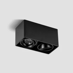 Arcchio Kubika downlight, 19 cm, sort, 2 lyskilder, metal