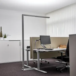 Arcchio LED-gulvlampe til kontor Jolinda, sæt med 2, sølv, 4.000 K