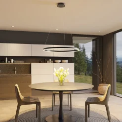 Arcchio LED-hængelampe Albiona, sort, 1 ring, Ø 80 cm