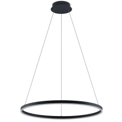 Arcchio LED-hængelampe Albiona, sort, 1 ring, Ø 80 cm