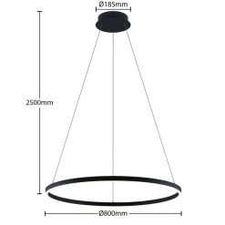 Arcchio LED-hængelampe Albiona, sort, 1 ring, Ø 80 cm