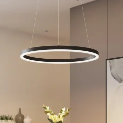 Arcchio LED-hængelampe Albiona, sort, 1 ring, Ø 60 cm