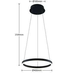 Arcchio LED-hængelampe Albiona, sort, 1 ring, Ø 40 cm