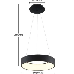 Arcchio LED-hængelampe Aleksi, Ø 45 cm, sort, metal, CCT