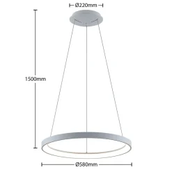 Arcchio LED-hængelampe Vivy, Ø 58 cm, hvid, metal
