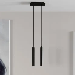 Arcchio LED-pendellampe Franka, 2 lyskilder, sort, aluminium