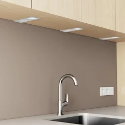 Arcchio LED-underskabsbelysning Nortra, 3-pak, grå, aluminiumsfarvet