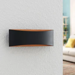 Arcchio LED-væglampe Jelle, 27 cm, sort/guld, op/ned