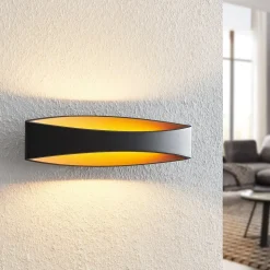 Arcchio LED-væglampe Jelle, 44 cm, sort/guld, op/ned