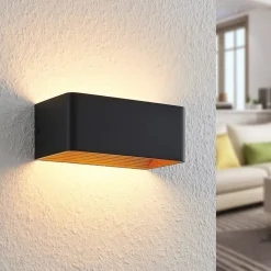 Arcchio LED-væglampe Karam, 20 cm, sort, metal, op/ned