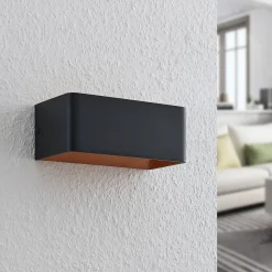 Arcchio LED-væglampe Karam, 20 cm, sort, metal, op/ned